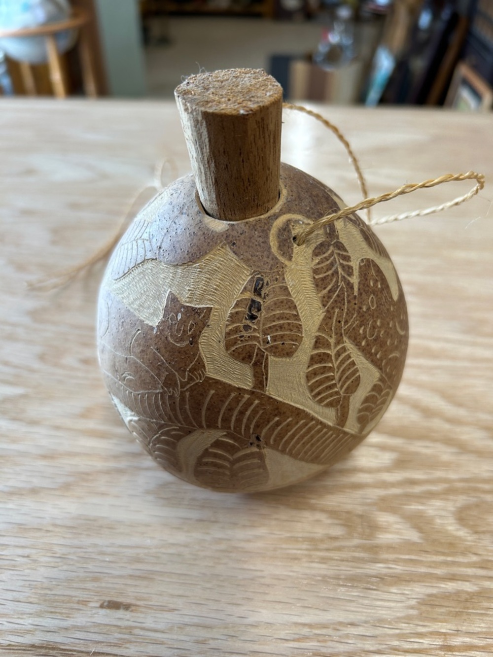 Boho decor carved gourd